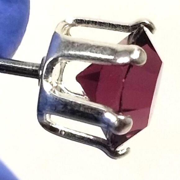 Swarovski Crystal Element - Sterling Silver Overlay 2 CTW purple Stud Earrings - Picture 5 of 6